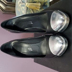 100% Authentic Chanel Captoe Pump blk/silver womens US9/9.5